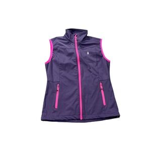 Little Donkey Andy Women's Small Purple Pink Trim Zip Up Vest Lightweight